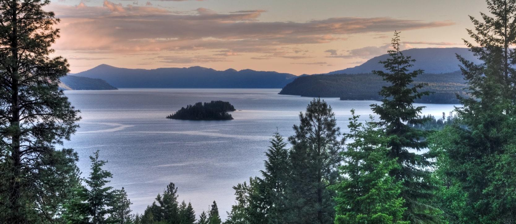 Stunning Lake Pend Oreille with surrounding forestry